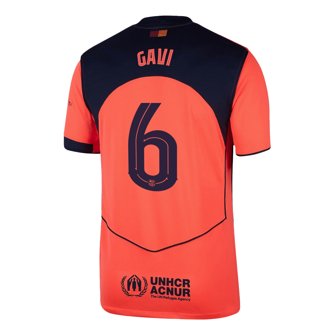 Camiseta de fútbol visitante GAVI #6 del Barcelona 2025/26 (UCL)