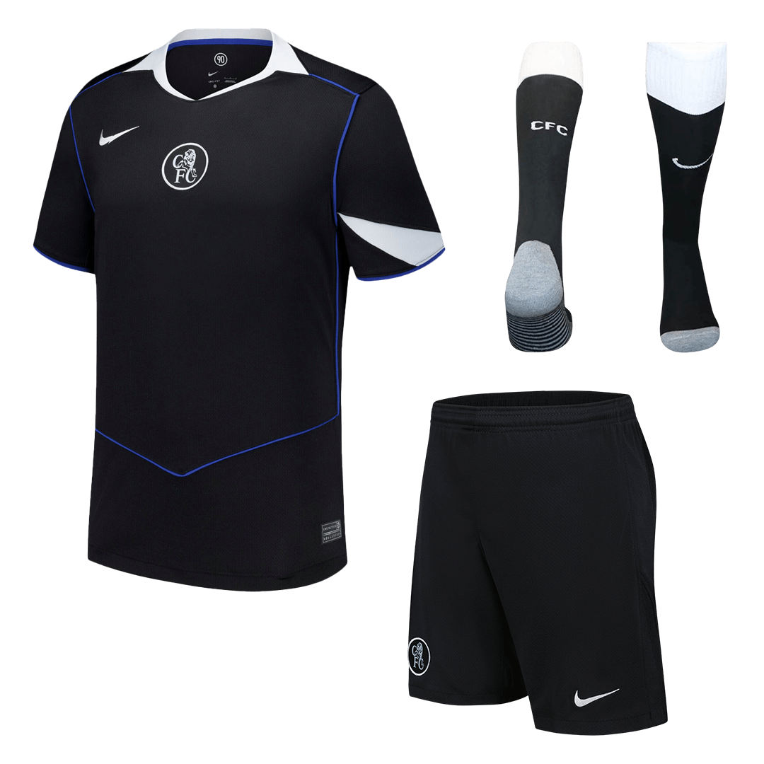 Kit de fútbol visitante del Chelsea (camiseta, pantalones cortos y calcetines) 2025/26
