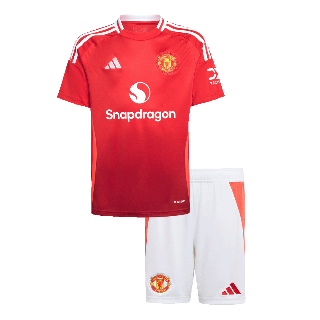 Kit de fútbol local del Manchester United para niño (Kit y pantalón corto) 2024/25