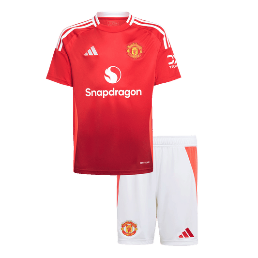 Kit de fútbol local del Manchester United para niño (Kit y pantalón corto) 2024/25