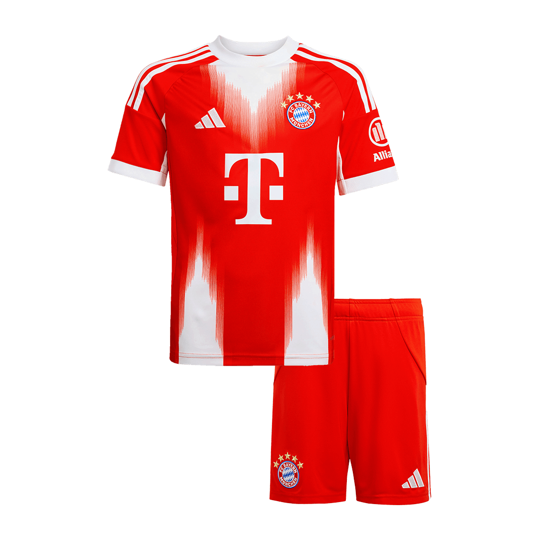 Kit de fútbol local del Bayern Múnich para niño (camiseta y pantalón corto) 2025/26, color rojo