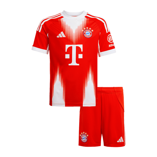 Kit de fútbol local del Bayern Múnich para niño (camiseta y pantalón corto) 2025/26, color rojo