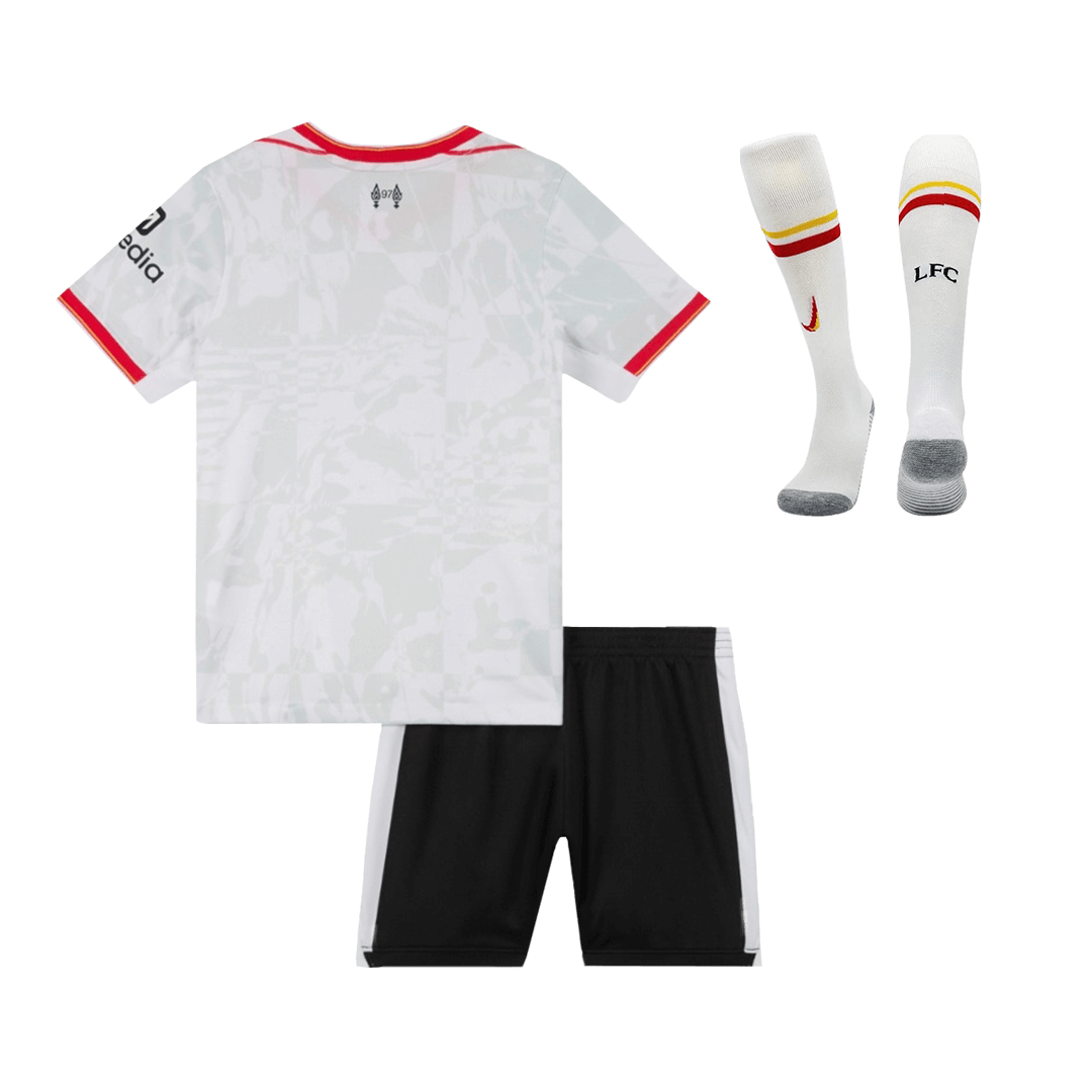 Kit de fútbol infantil de visitante del Liverpool (camiseta, pantalón corto y calcetines) 2024/25