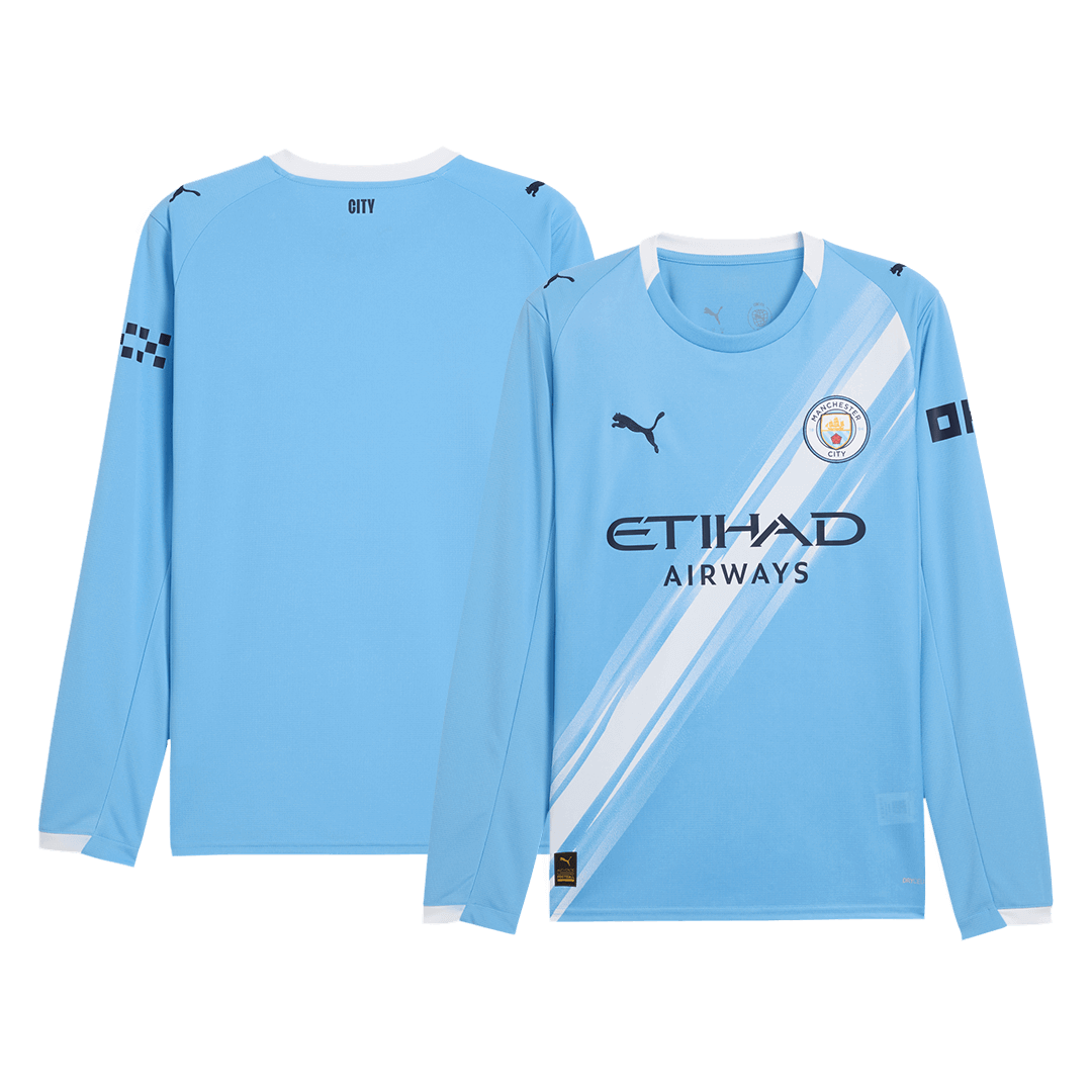 Camiseta de fútbol de manga larga local del Manchester City 2025/26 azul