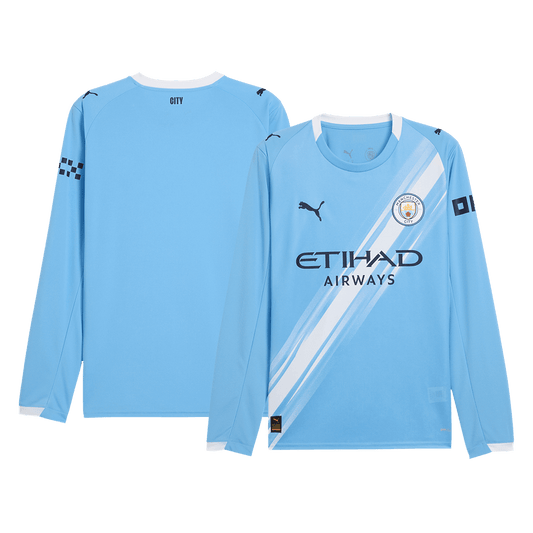 Camiseta de fútbol de manga larga local del Manchester City 2025/26 azul