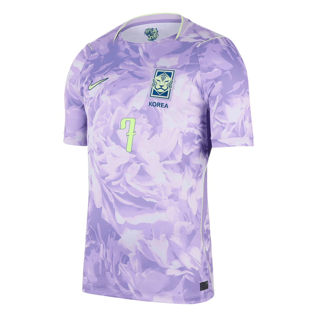 Camiseta de fútbol de visitante de HEUNGMIN #7 de Corea del Sur para el Mundial 2026, color morado.