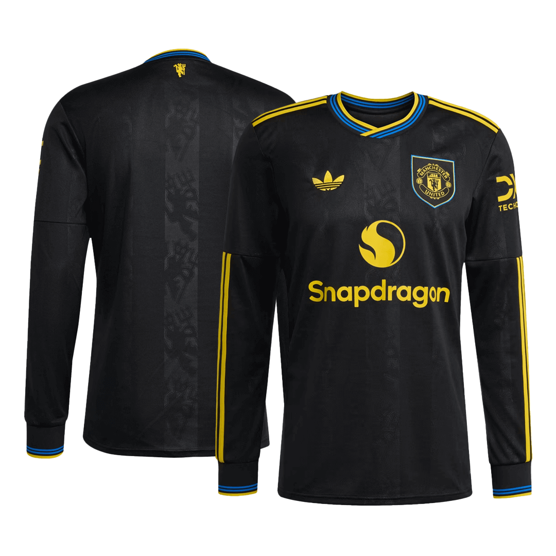 Camiseta de fútbol de manga larga de visitante del Manchester United 2025/26, negra