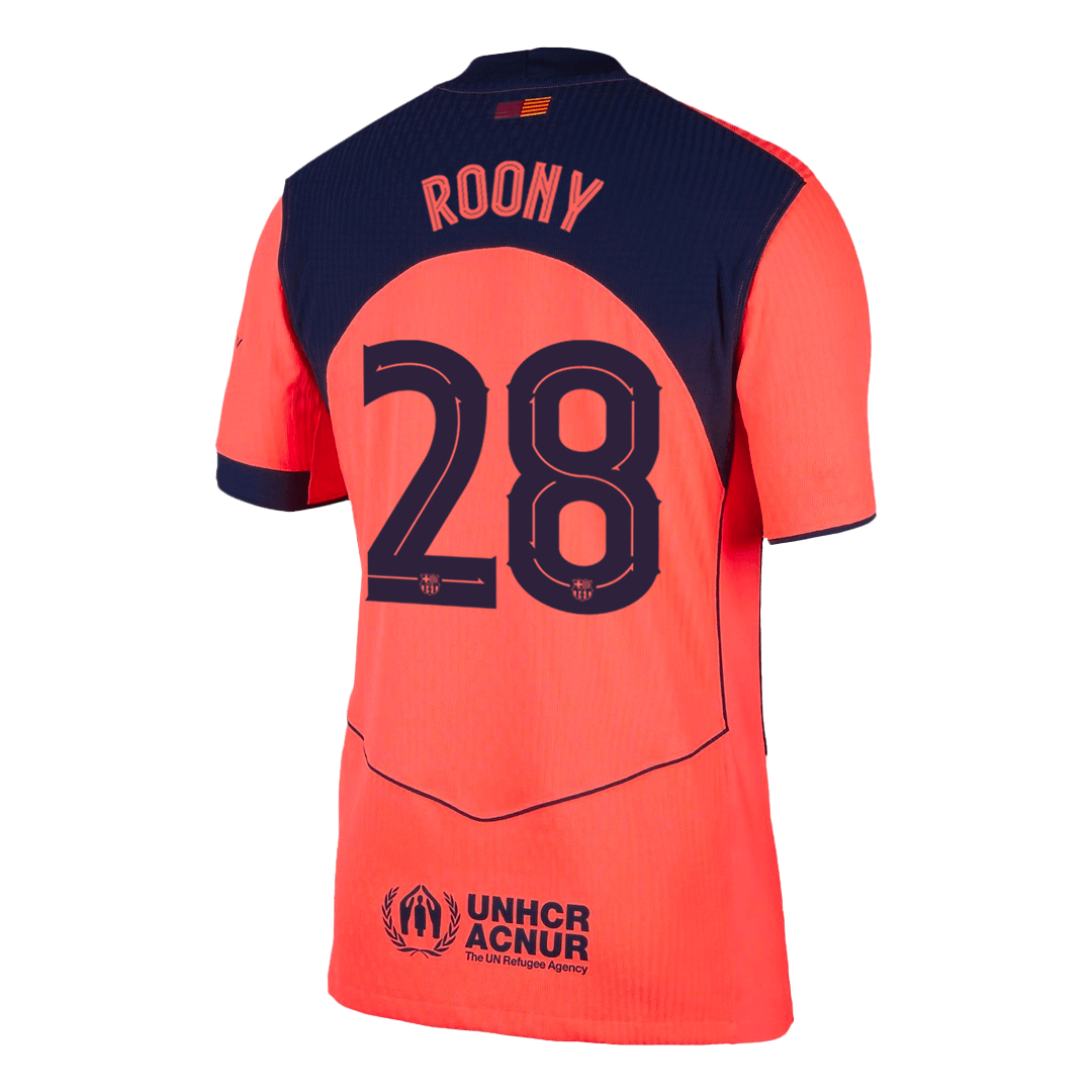Camiseta de fútbol de visitante del Barcelona 2025/26, auténtica, ROONY #28