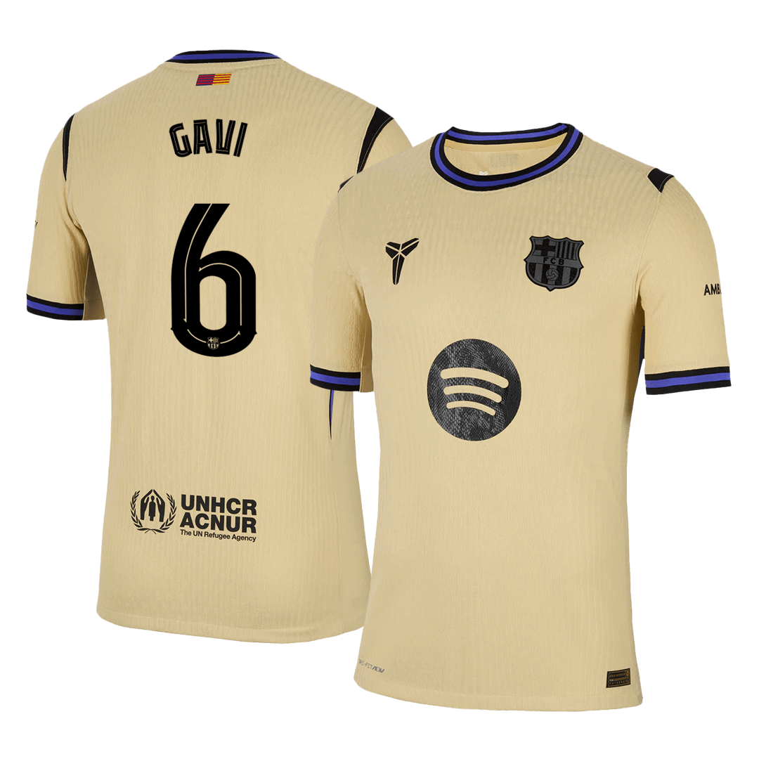 Camiseta de visitante GAVI #6 del Barcelona 2025/26, amarilla - UCL