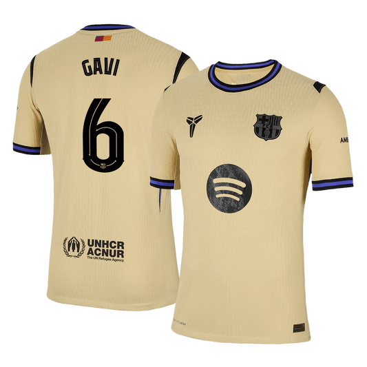 Camiseta de visitante GAVI #6 del Barcelona 2025/26, amarilla - UCL
