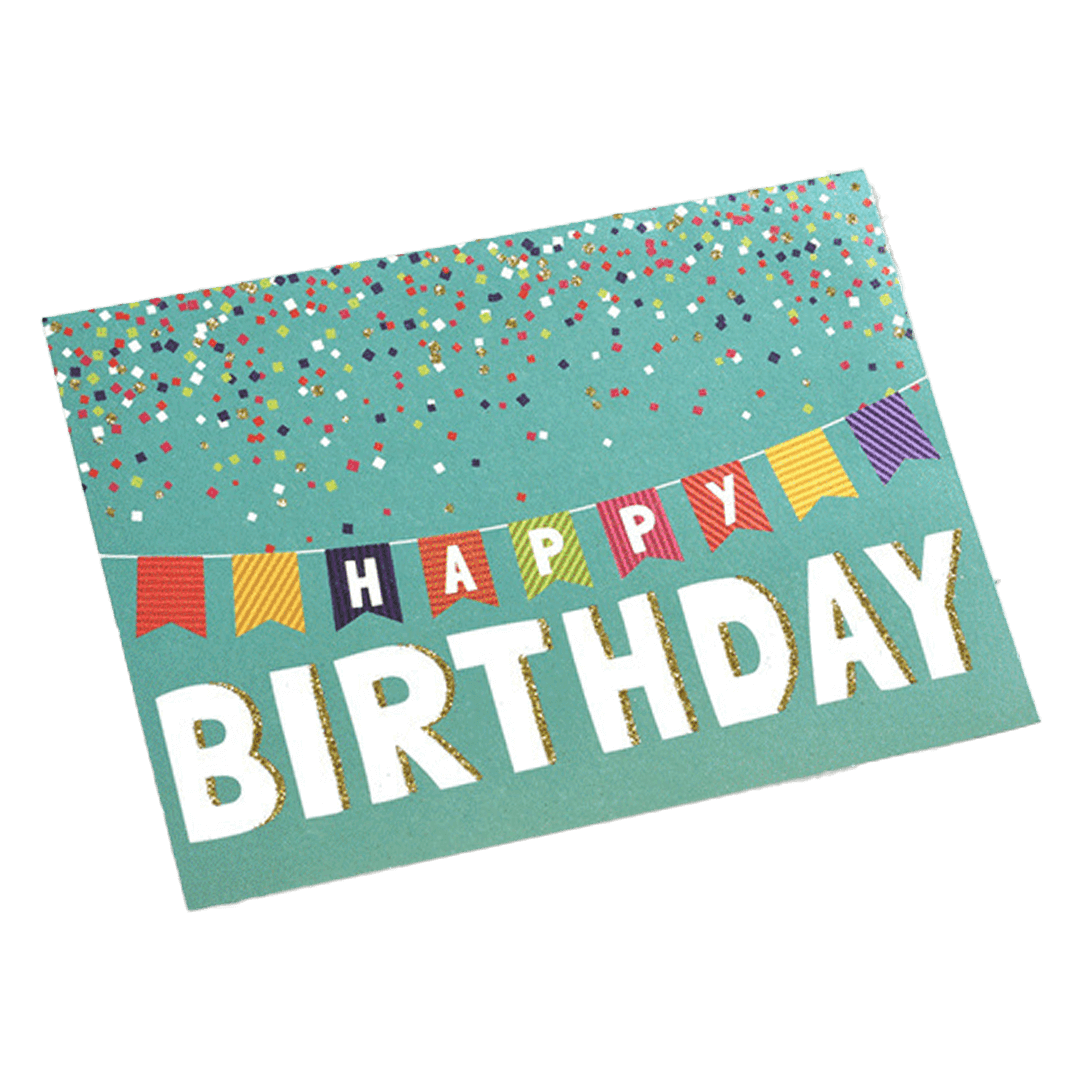 Tarjeta de cumpleaños personalizada con bandera colorida verde