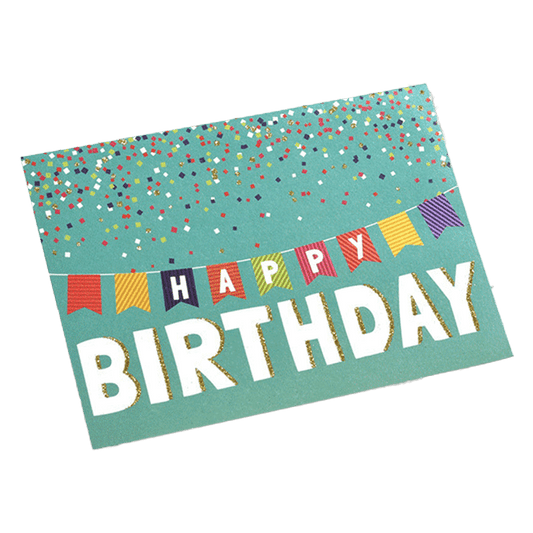 Tarjeta de cumpleaños personalizada con bandera colorida verde