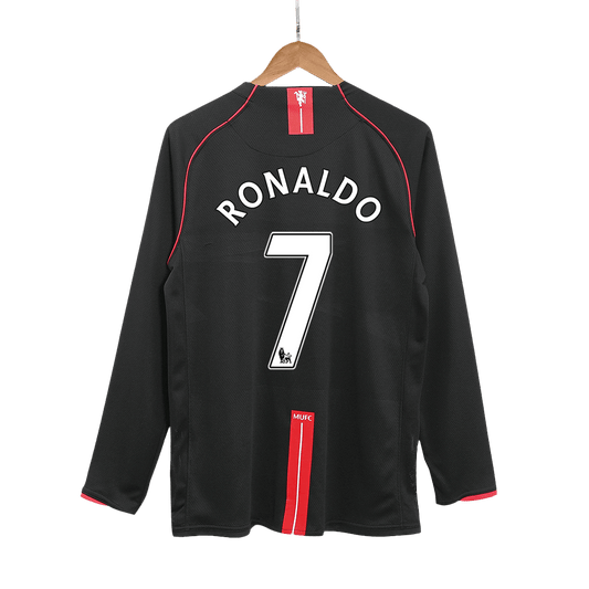 Camiseta de fútbol retro de manga larga de visitante del Manchester United RONALDO #7 2007/08