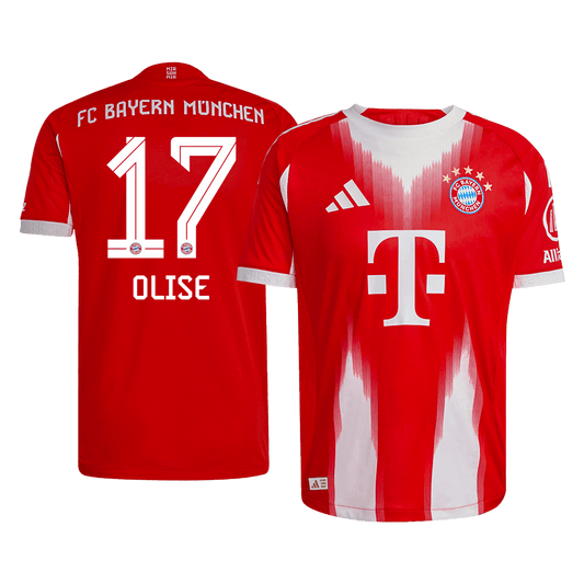 Camiseta de fútbol local auténtica OLISE #17 del Bayern Múnich 2025/26