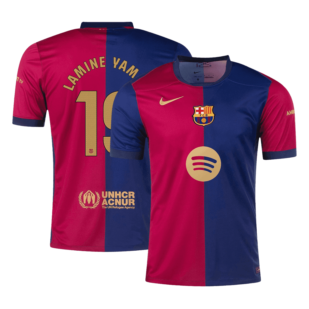 Camiseta de fútbol local del Barcelona LAMINE YAMAL #19 2024/25 - Logotipo de Spotify sin texto
