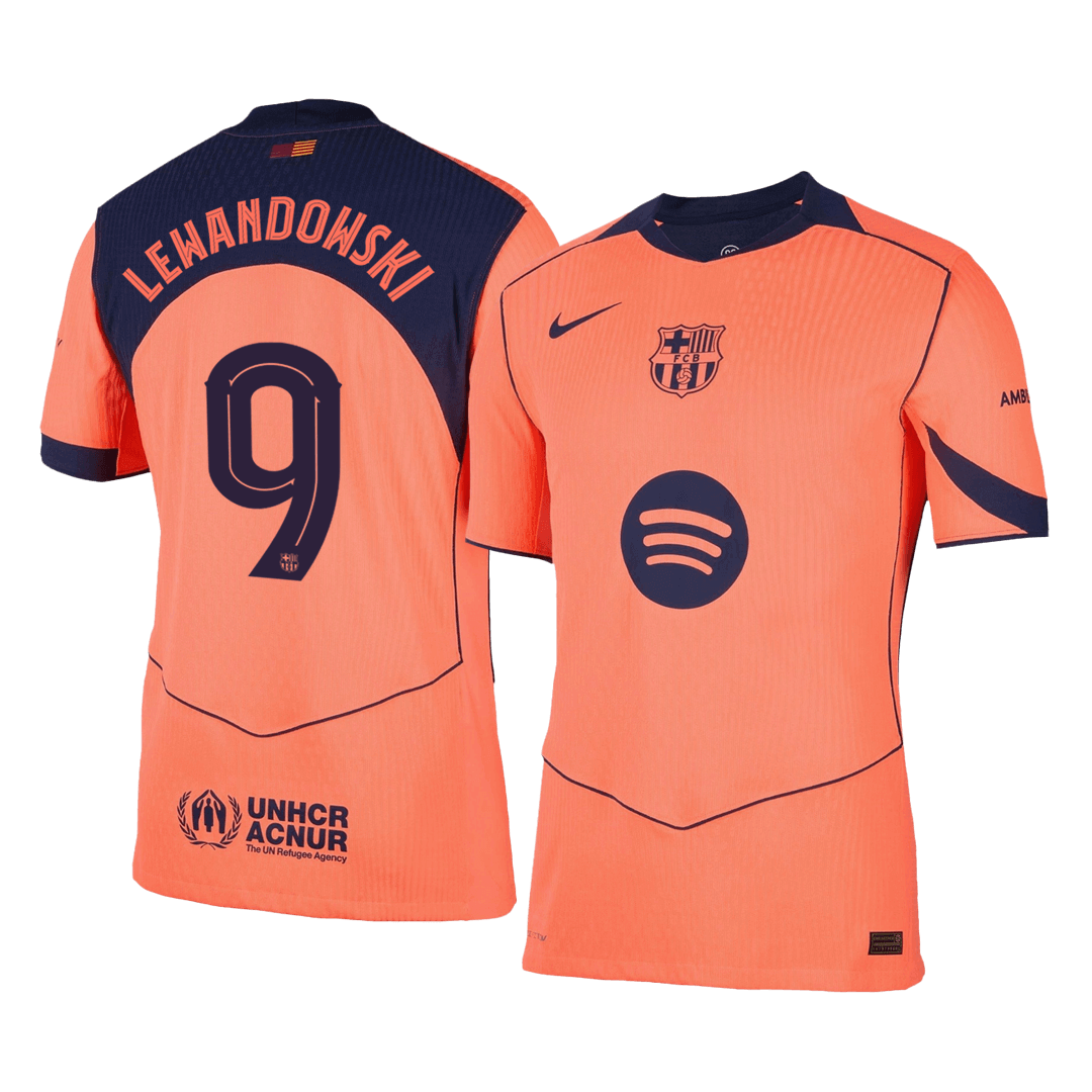 Camiseta de fútbol de visitante del Barcelona 2025/26, auténtica, de LEWANDOWSKI #9