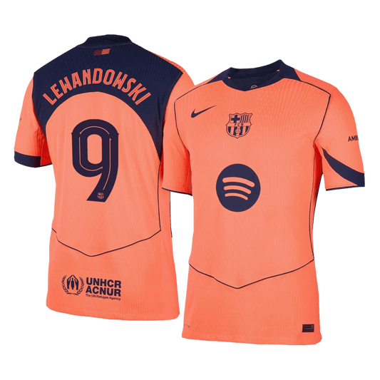 Camiseta de fútbol de visitante del Barcelona 2025/26, auténtica, de LEWANDOWSKI #9