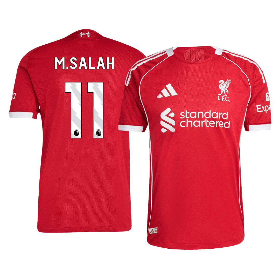 Camiseta de fútbol local auténtica de M.SALAH #11 del Liverpool 2025/26, roja
