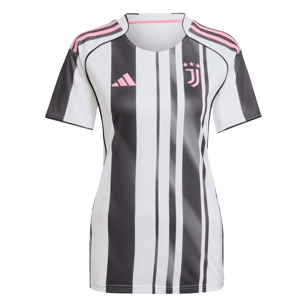 Camiseta de fútbol local de la Juventus para mujer 2025/26, negra y blanca