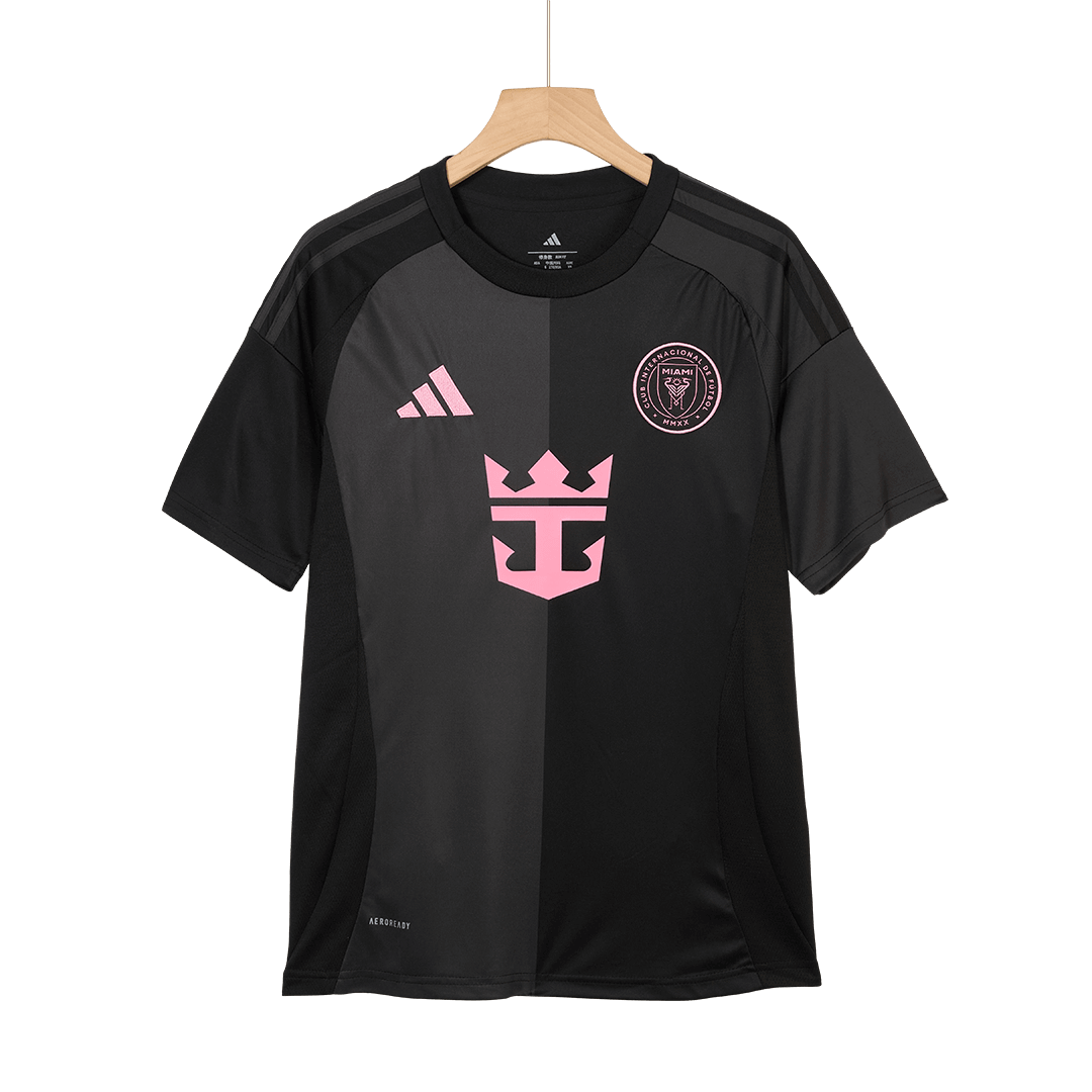 Kit de visitante del Inter Miami (camiseta y pantalón corto) 2025, negro y gris