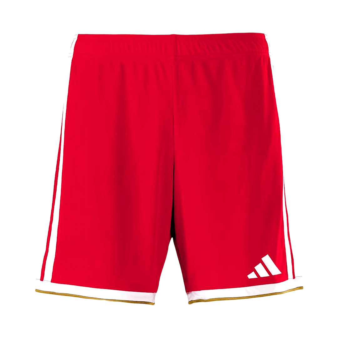 Pantalones cortos de fútbol del Bayern de Múnich para la temporada 2026/27 (local) en color rojo.