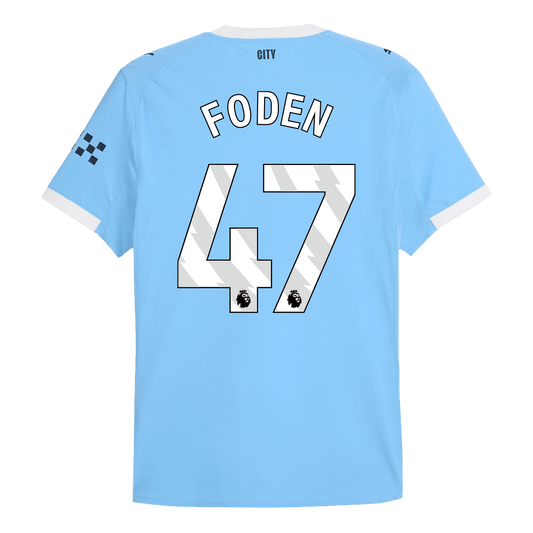 Camiseta de fútbol local auténtica FODEN #47 del Manchester City 2025/26 azul