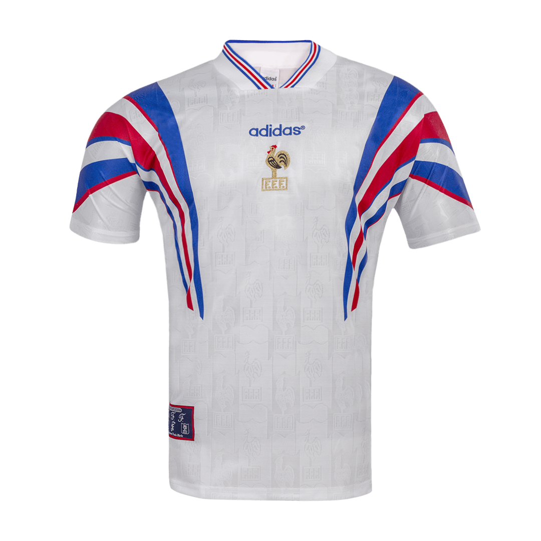 Camiseta retro de fútbol de visitante de Francia 1996