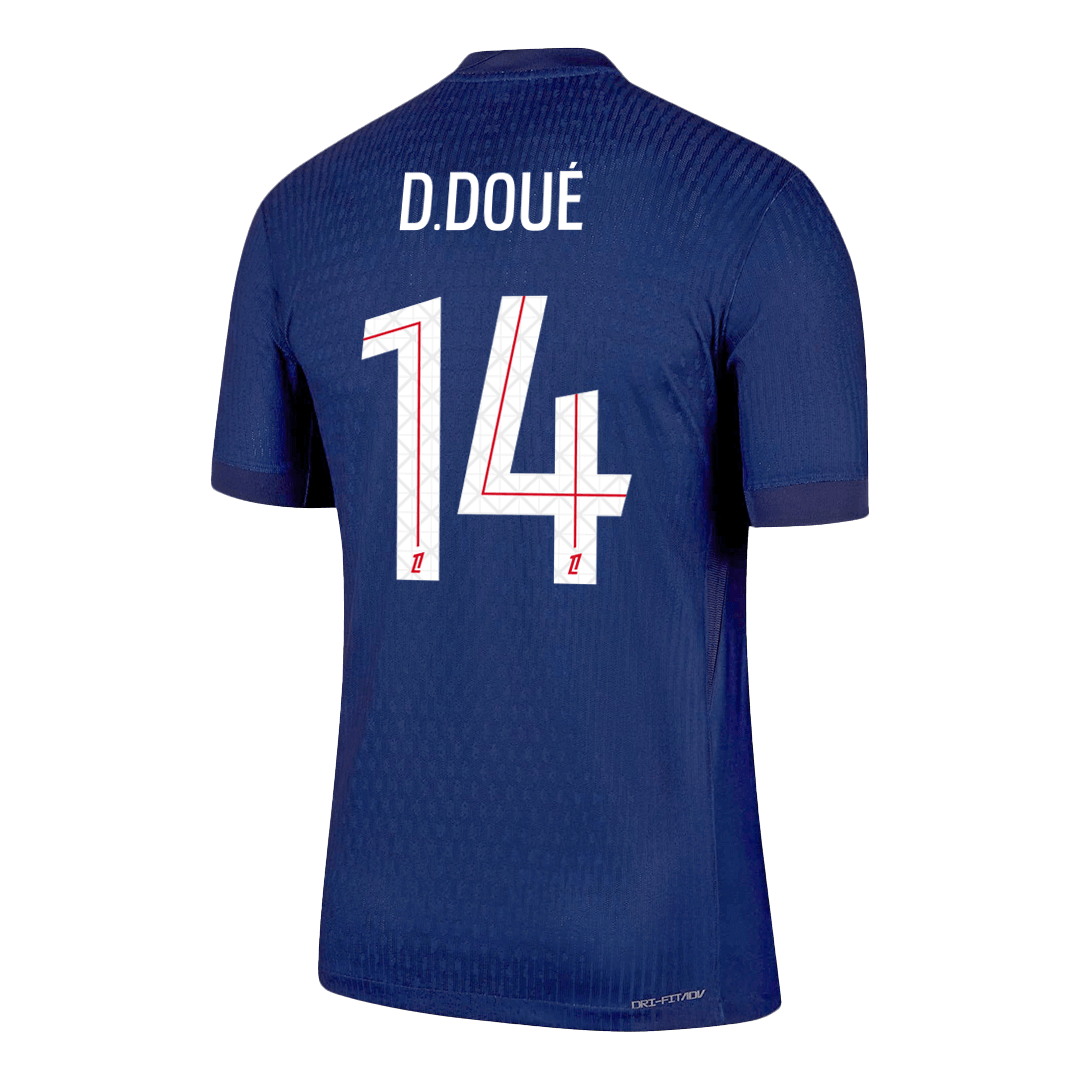 Camiseta De Futbol Auténtica D.DOUÉ #14 PSG Local 2025/26 Azul Marino