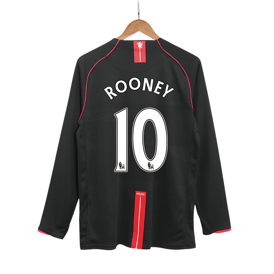 Camiseta de fútbol retro de manga larga de visitante del Manchester United ROONEY #10 2007/08