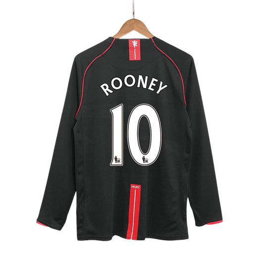 Camiseta de fútbol retro de manga larga de visitante del Manchester United ROONEY #10 2007/08
