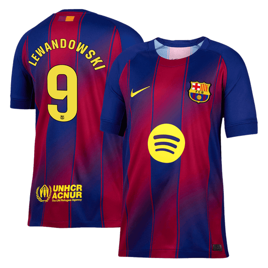 Camiseta de fútbol local del Barcelona LEWANDOWSKI #9 2025/26, roja y azul