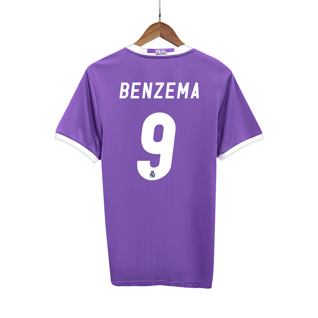 Camiseta de fútbol vintage de visitante del Real Madrid Benzema #9 2016/17