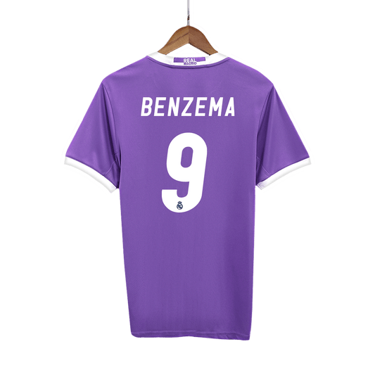 Camiseta de fútbol vintage de visitante del Real Madrid Benzema #9 2016/17