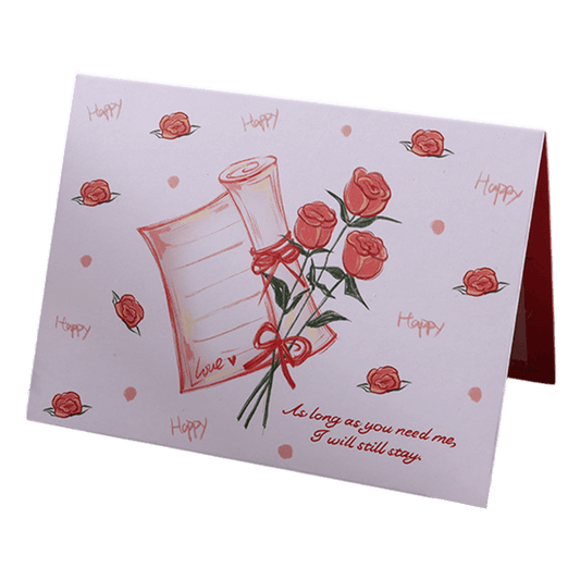 Tarjeta de San Valentín con rosas personalizadas en rojo
