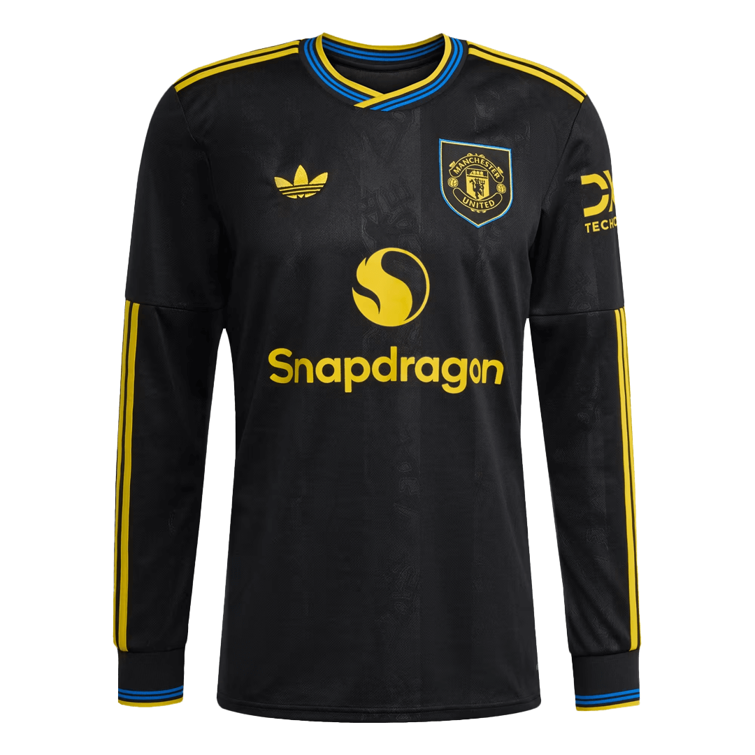 Camiseta de fútbol de manga larga de visitante del Manchester United 2025/26, negra
