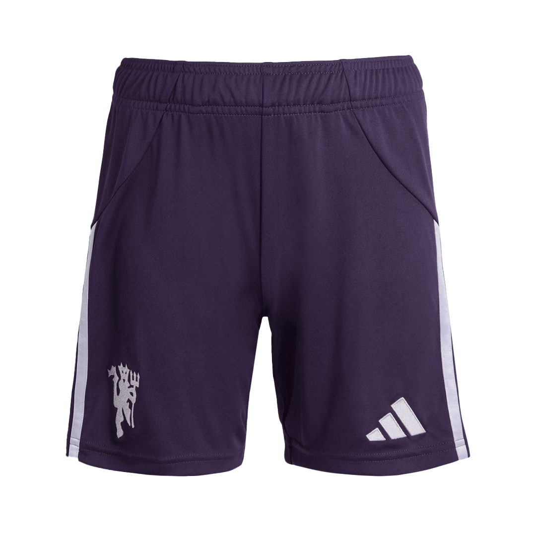 Pantalón corto de fútbol visitante del Manchester United 25/26 morado