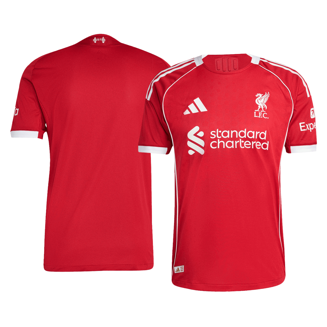 Camiseta de fútbol local auténtica del Liverpool 2025/26, roja