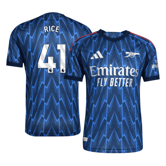 Camiseta de fútbol visitante auténtica del Arsenal 2025/26, color azul, número 41 de RICE