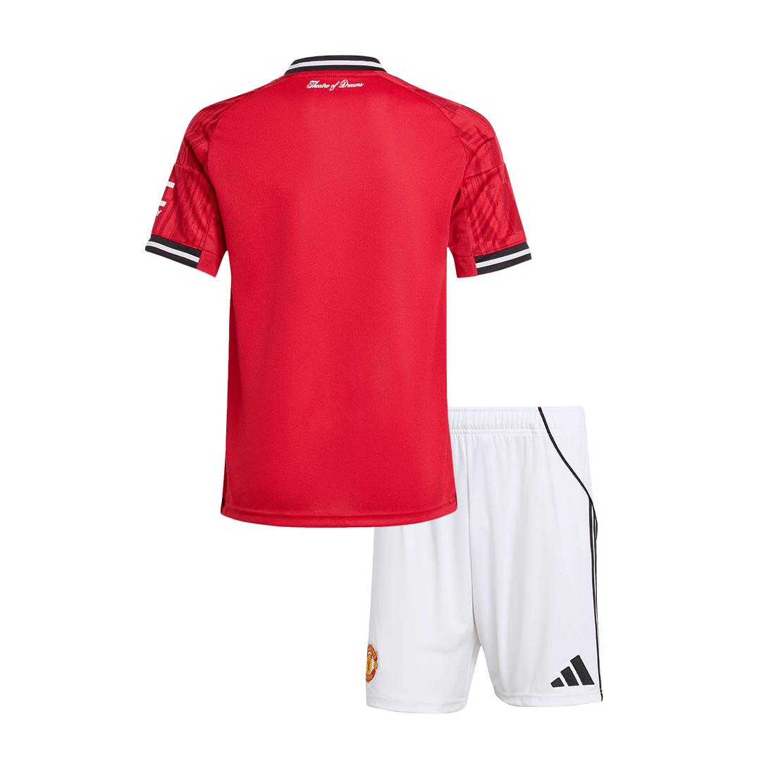 Kit de fútbol local del Manchester United para niños (Kit y pantalón corto) 2025/26, color rojo