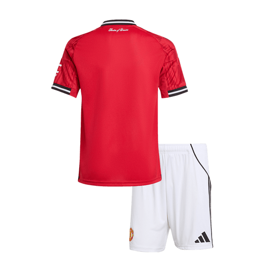 Kit de fútbol local del Manchester United para niños (Kit y pantalón corto) 2025/26, color rojo