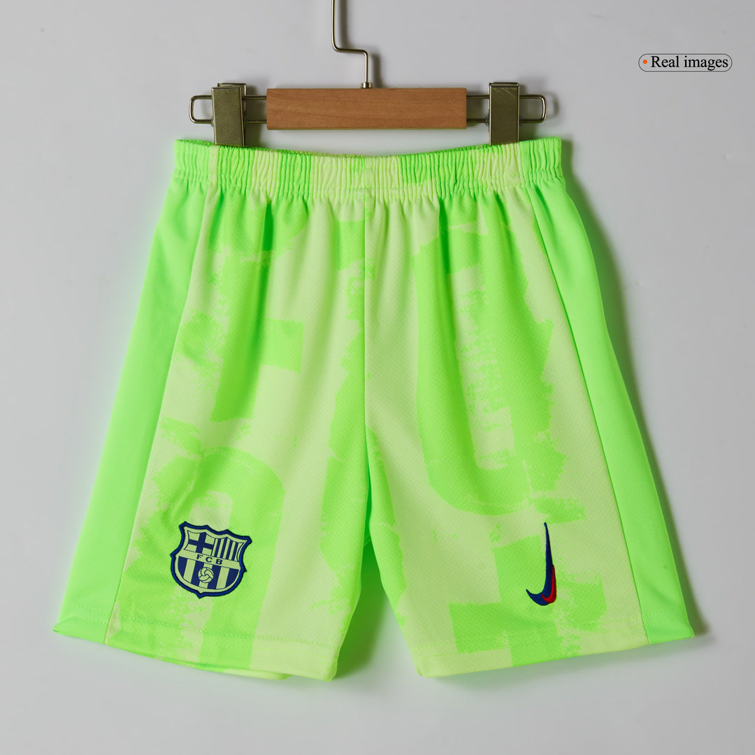 Kits de fútbol personalizados de tercera equipación del Barcelona para niños 2024/25