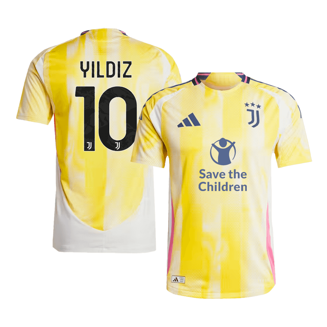 Camiseta de fútbol visitante auténtica de la Juventus YILDIZ n.° 10 2024/25 - Patrocinador de Save The Children