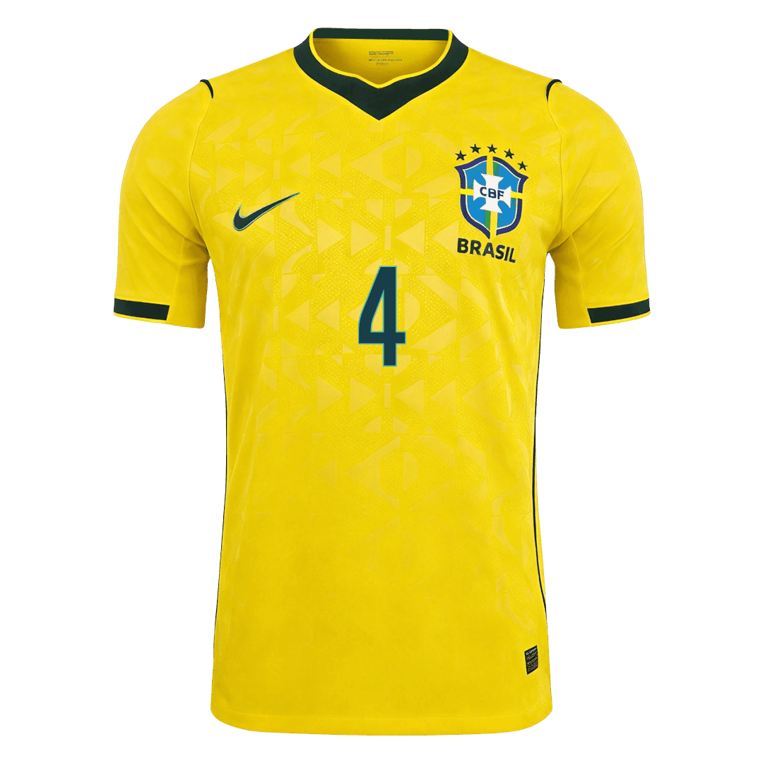 Auténtica camiseta de local de la selección brasileña de fútbol de Marquinos #4, temporada 2026