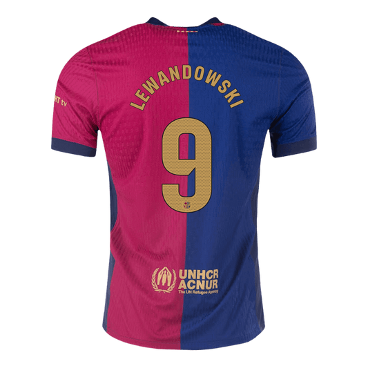 Camiseta de fútbol local auténtica del Barcelona 2024/25 de Lewandowski #9 - Logotipo de Spotify sin texto