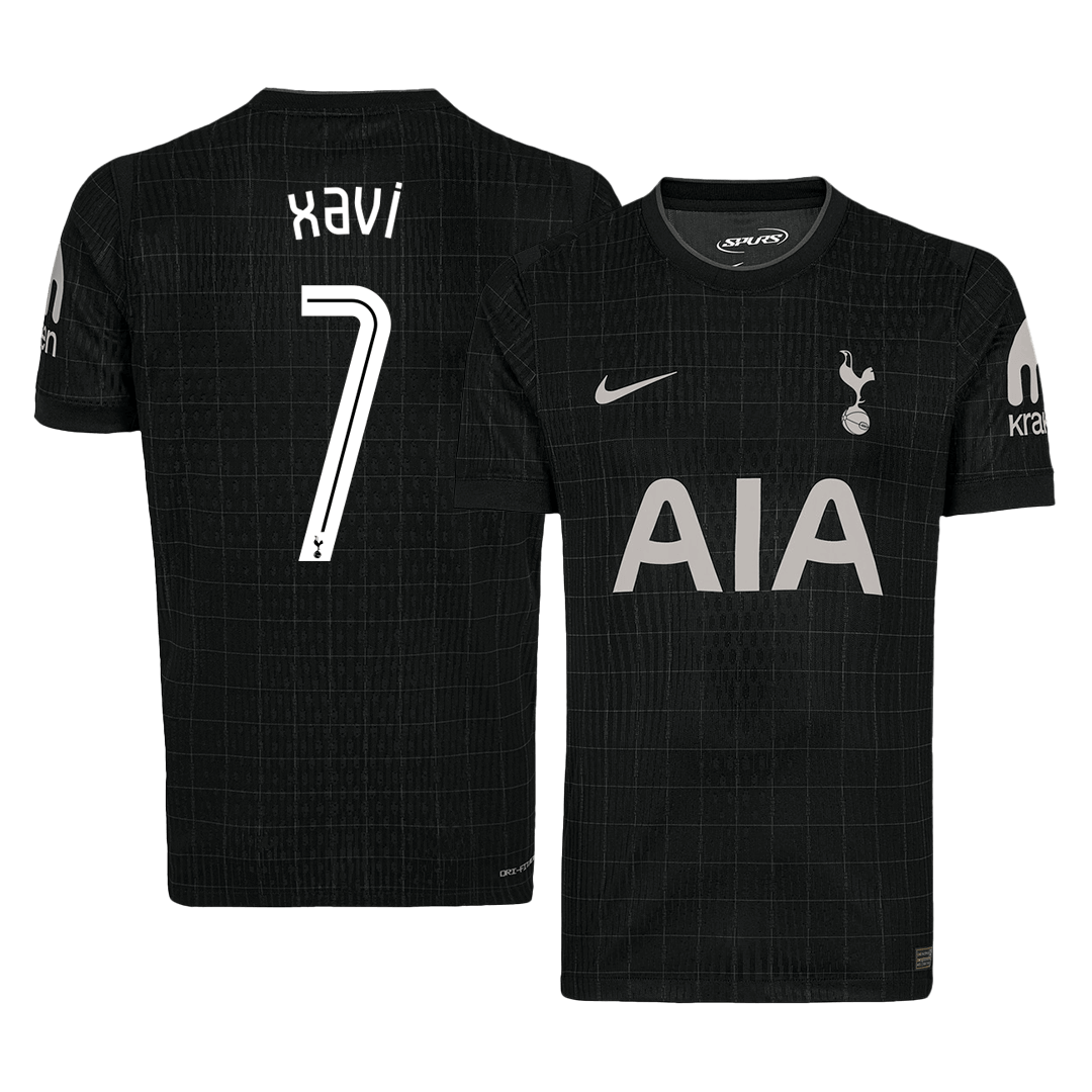 Camiseta de visitante XAVI #7 del Tottenham Hotspur 2025/26, negra - UCL