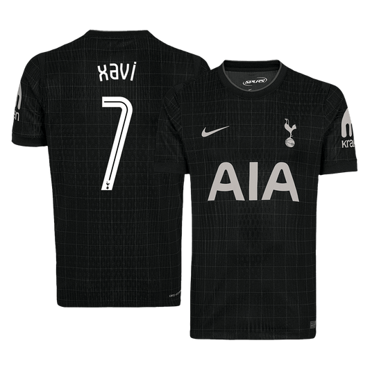 Camiseta de visitante XAVI #7 del Tottenham Hotspur 2025/26, negra - UCL