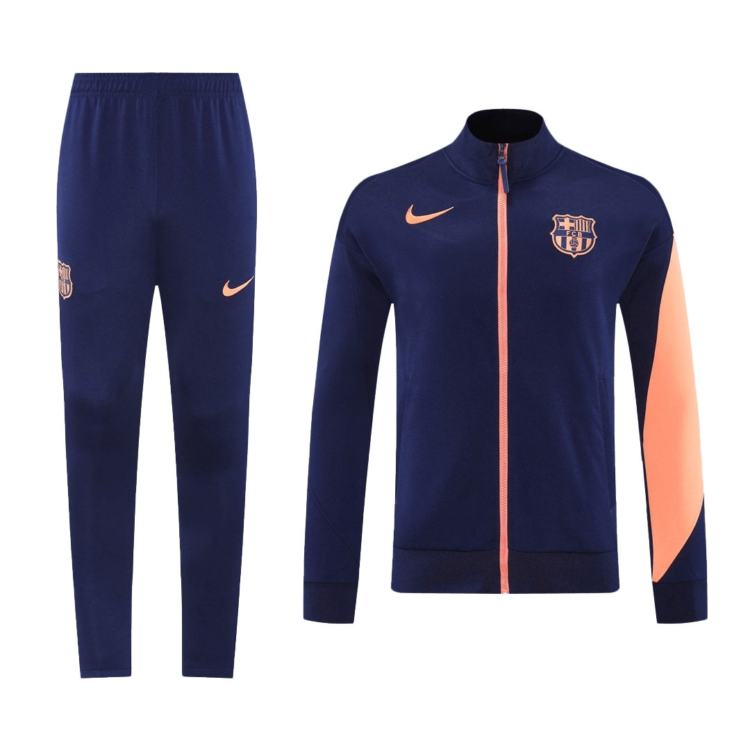 Kit de entrenamiento del Barcelona 25/26 (Chaqueta + Pantalón) Azul Marino y Naranja