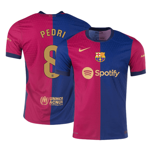 Camiseta de fútbol local auténtica del Barcelona PEDRI #8 2024/25 - patrocinador antiguo