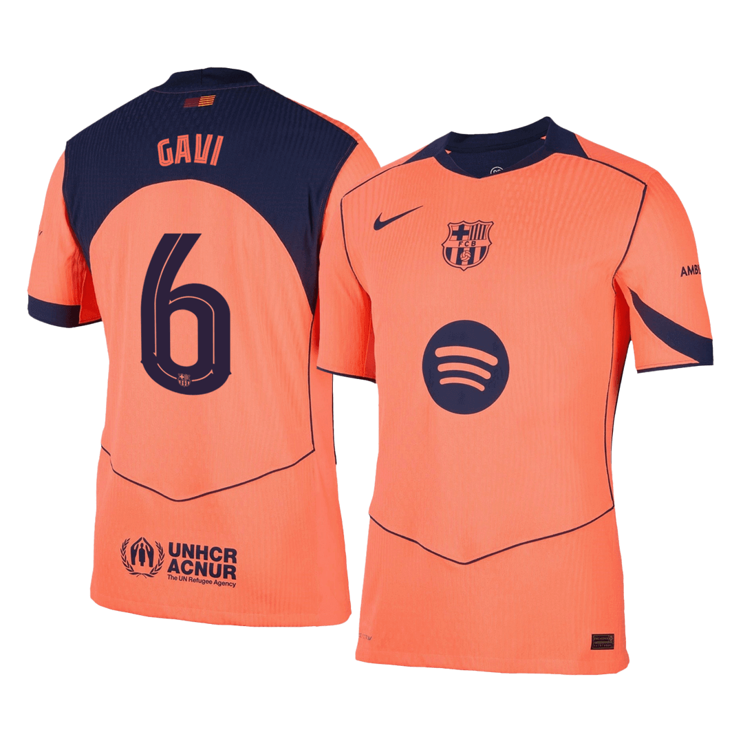 Camiseta de fútbol de visitante GAVI #6 del Barcelona 2025/26
