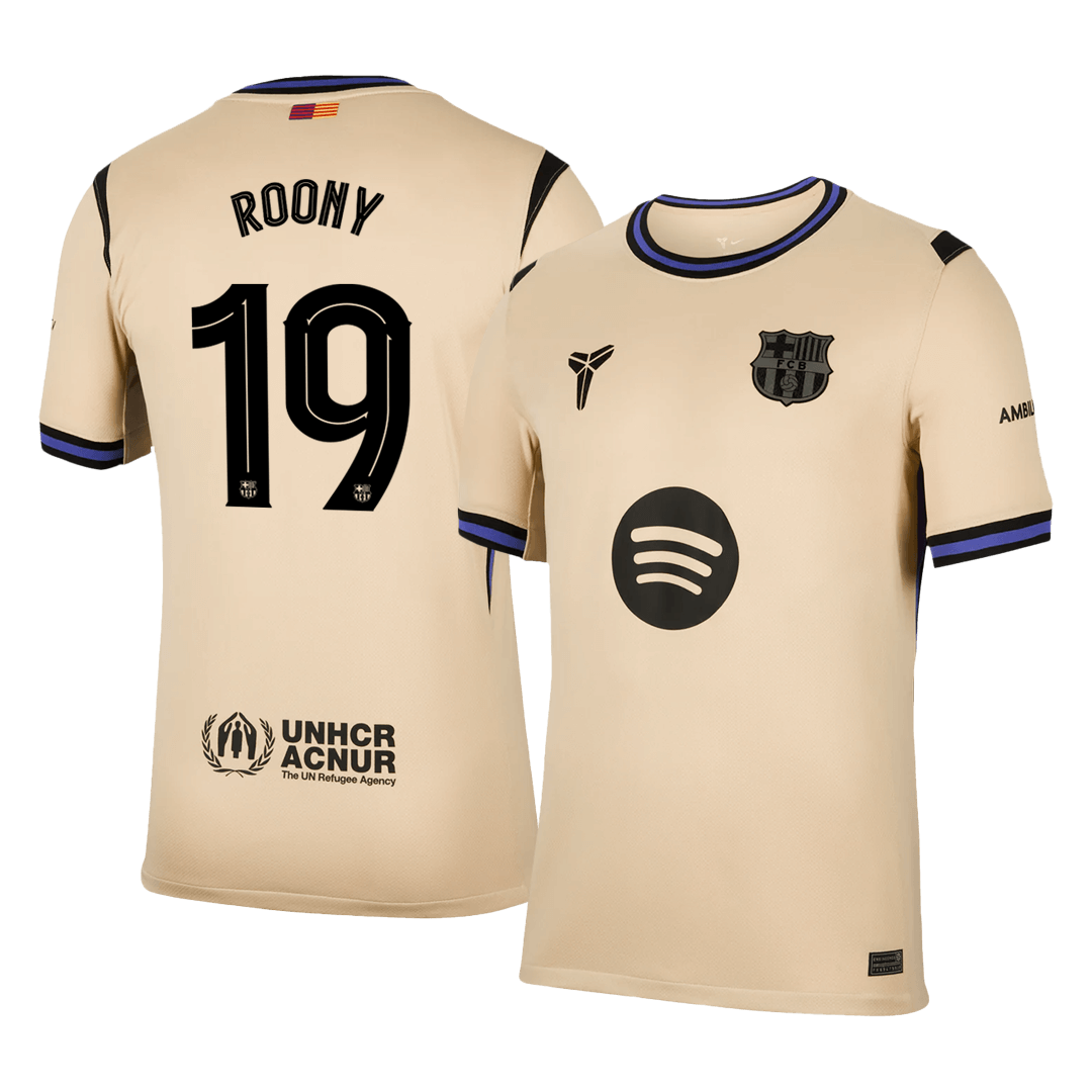 Camiseta de visitante ROONY #19 del Barcelona 2025/26, amarilla - UCL